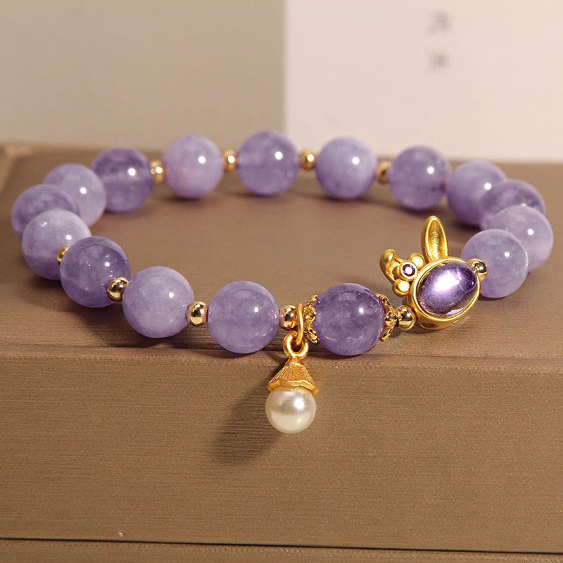 Natural Purple Jade Rabbit Happiness Bracelet