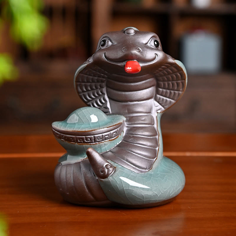 Year Of The Snake Ingot Fu Character Ceramic Home Decoration
