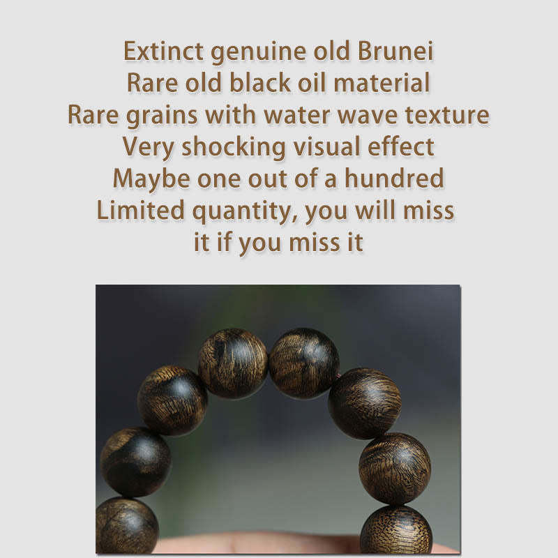 Rare Brunei Agarwood Water Ripple Pattern Peace Calm Bracelet