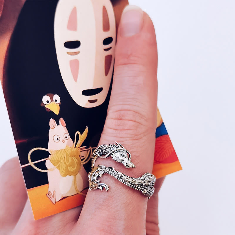 Vintage Dragon Pattern Protection Ring