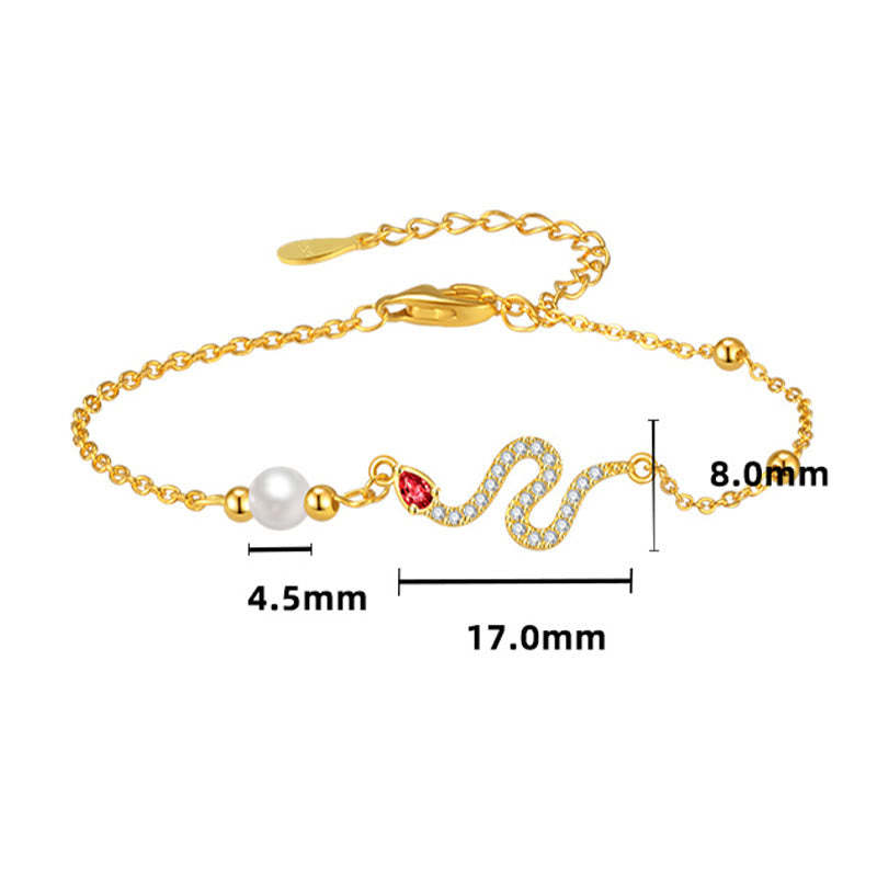 925 Sterling Silver Pearl Year Of The Snake Blessing Bracelet