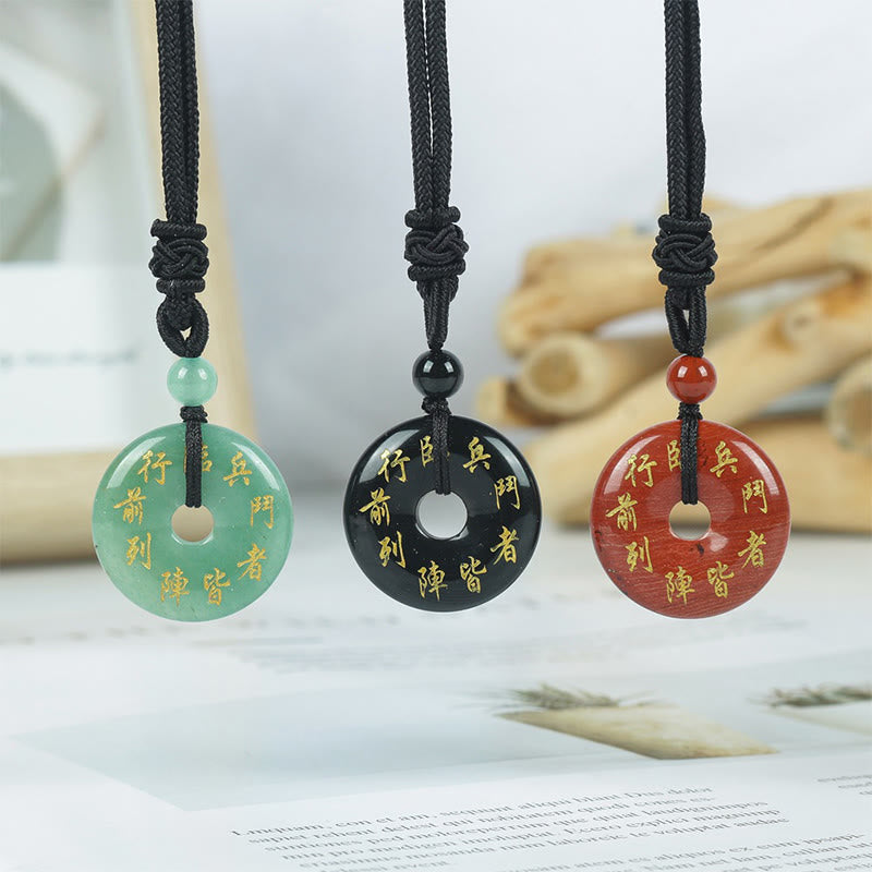 Green Tara Mantra Natural Various Crystal Black Obsidian Fulfilment Necklace Pendant