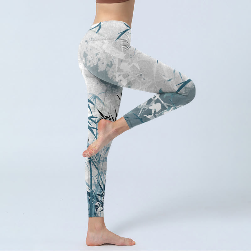 Bamboo Print Gym Leggings Women's Yoga Pants