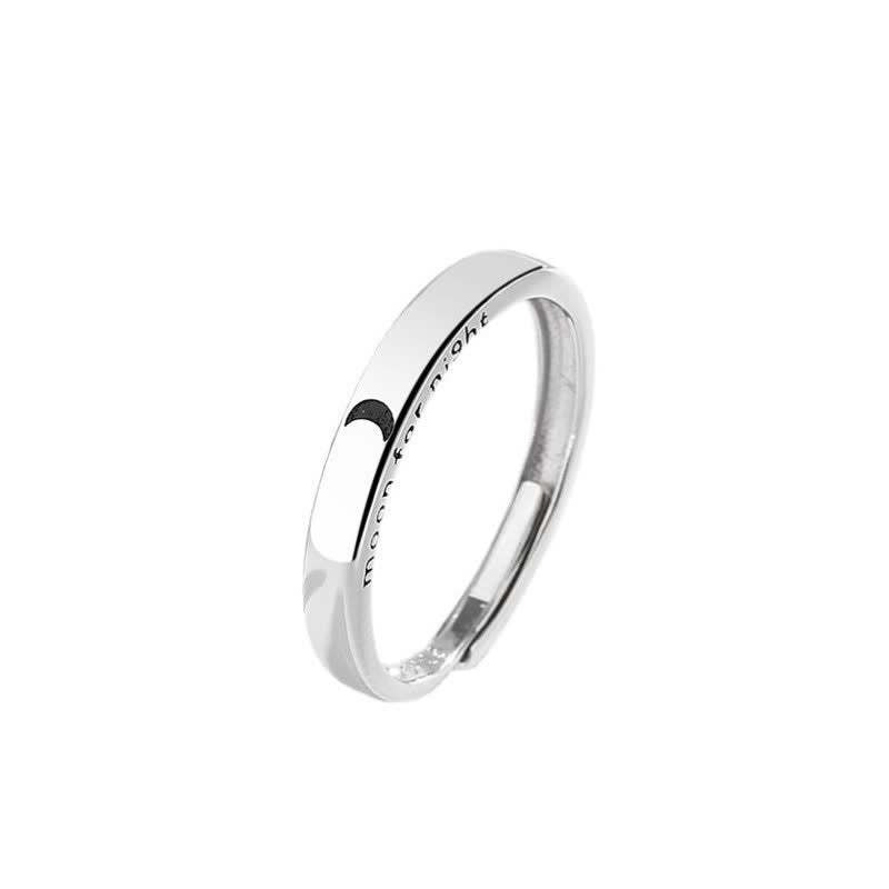 925 Sterling Silver Sun Moon Protection Adjustable Couple Ring