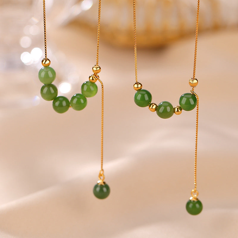 925 Sterling Silver Cyan Jade Beads Healing Necklace Pendant