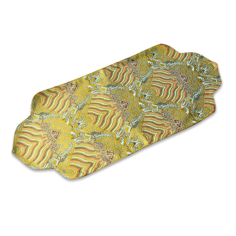 Sea Wave Bamboo Plum Blossom Brocade Embroidery Cup Mat Pad Tea Cup Coaster Kung Fu Tea Mat