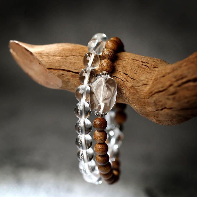 Multi-layer White Crystal Agarwood Lotus Healing Calm Bracelet