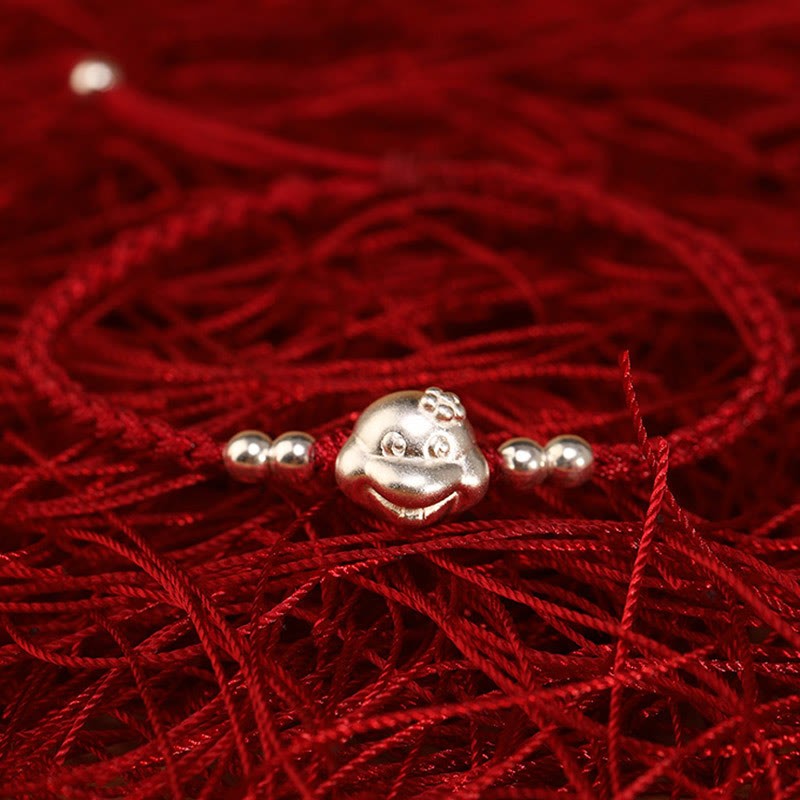 Red String 999 Sterling Silver Snake Head Year of the Snake Luck Bracelet