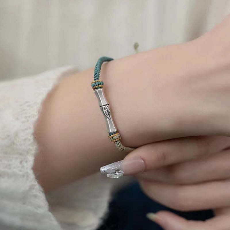 925 Sterling Silver Bamboo Protection Braided Bracelet