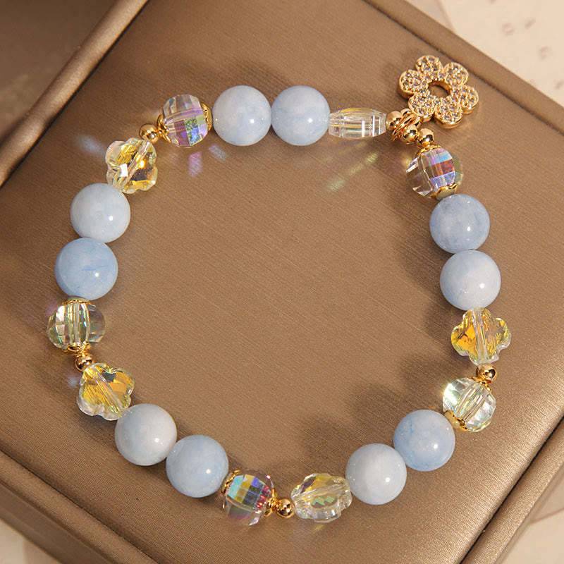 Natural Aquamarine Flower Healing Crystal Bracelet