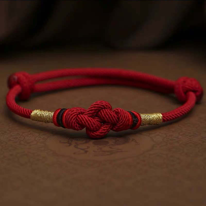 Red String Jade Luck Fortune Knot Braided Couple Bracelet