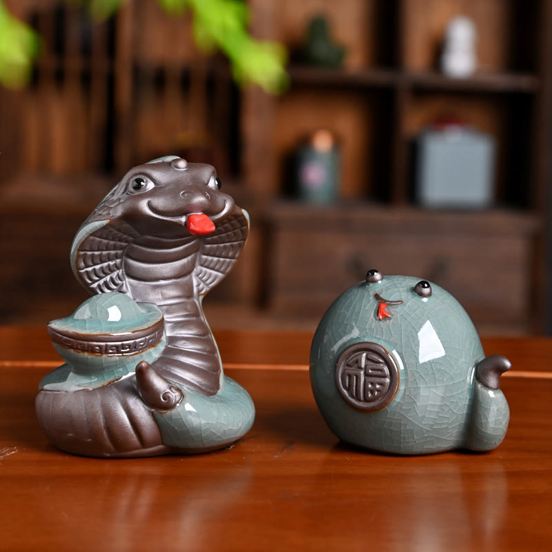Year Of The Snake Ingot Fu Character Ceramic Home Decoration