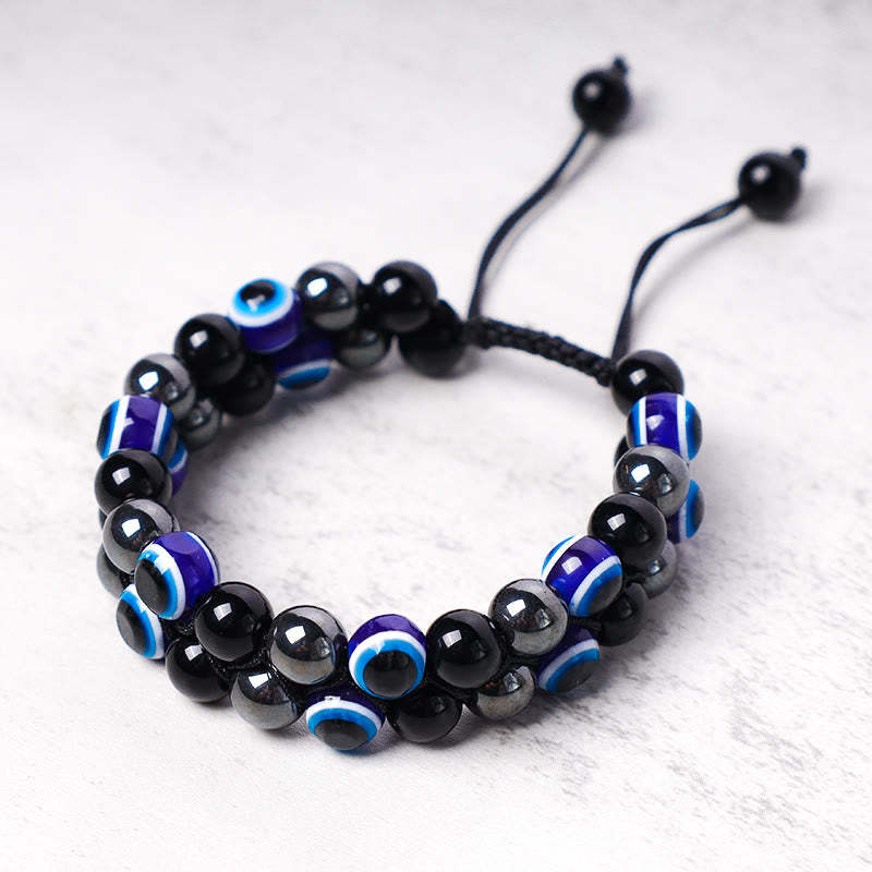 Evil Eye Hematite Tiger Eye Protection Beaded Bracelet