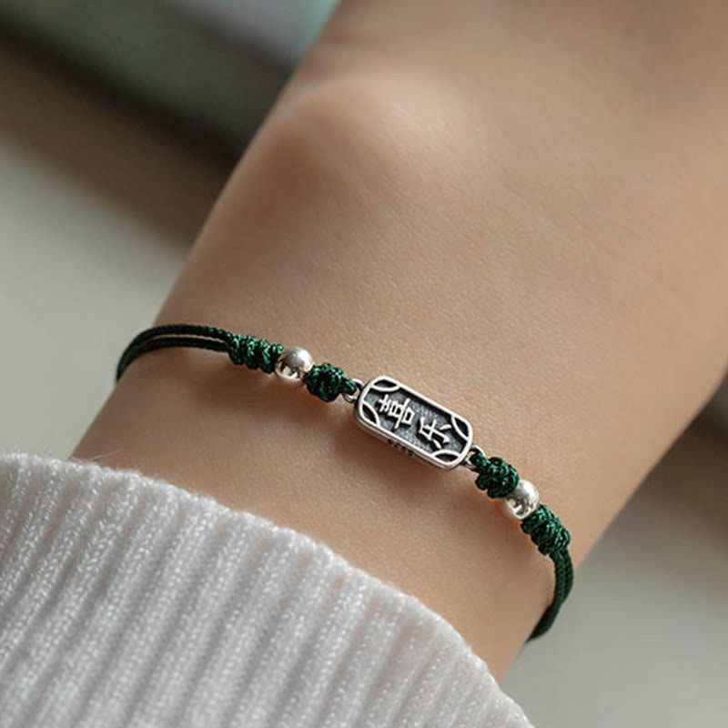 Handmade 925 Sterling Silver Peace And Joy Safe Well Protection Braided Bracelet