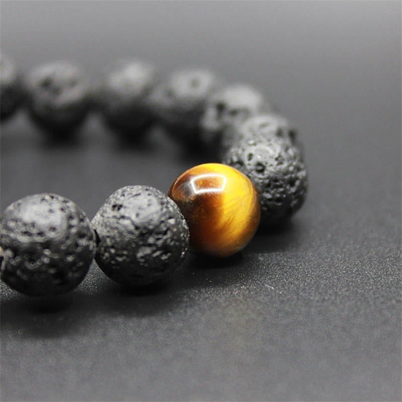 Lava Rock Tiger Eye Stone Peace Healing Bracelet