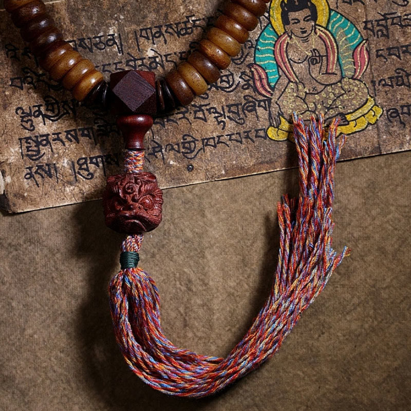 Tibetan 108 Mala Beads Yak Bone Dzi Bead PiXiu Nine Palaces Eight Diagrams Balance Bracelet