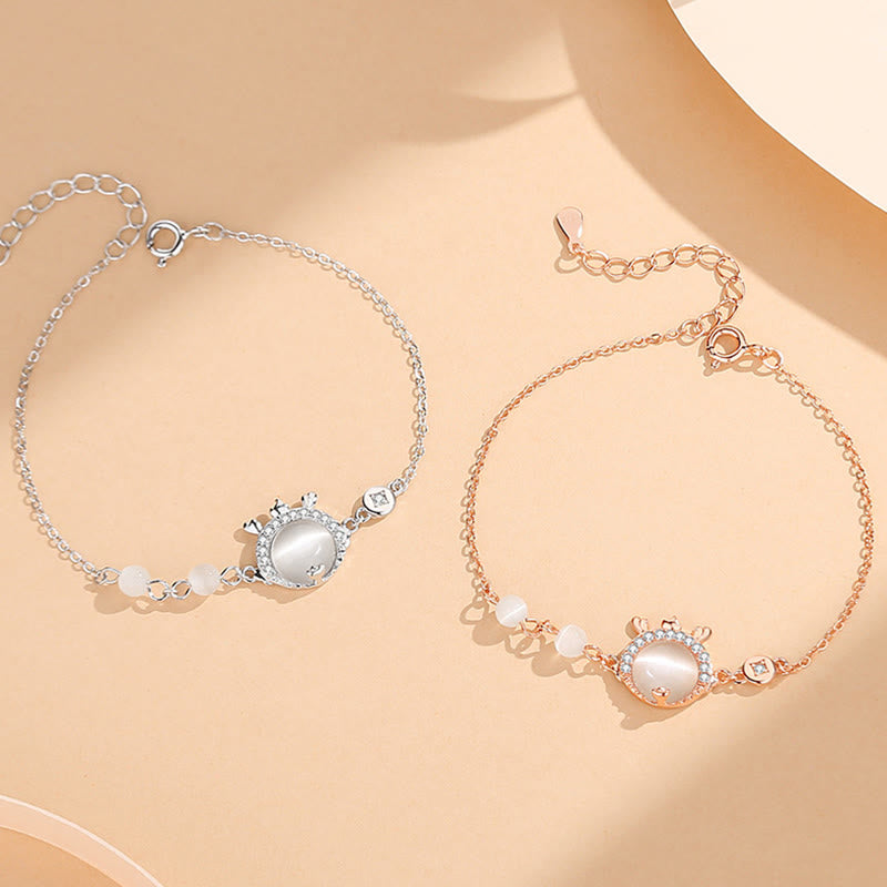 925 Sterling Silver Year of the Dragon Cat's Eye Cute Dragon Copper Coin Protection Bracelet Necklace Pendant Earrings (Extra 30% Off | USE CODE: FS30)