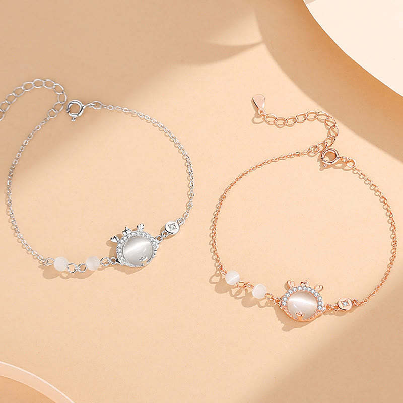 925 Sterling Silver Year of the Dragon Cat's Eye Cute Dragon Copper Coin Protection Bracelet Necklace Pendant Earrings (Extra 30% Off | USE CODE: FS30)
