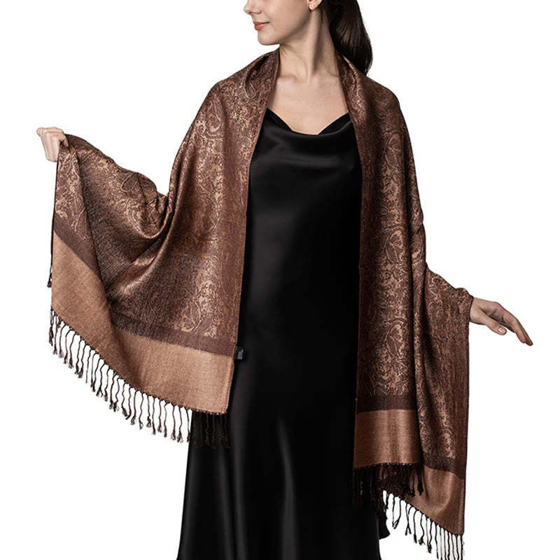 Tibetan Cashew Jacquard Tassels Shawl Spring Fall Winter Warm Cozy Scarf Wrap