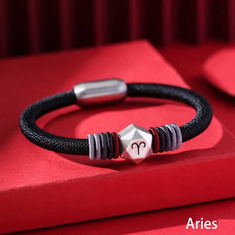 999 Sterling Silver 12 Constellations of the Zodiac Blessing Handmade String Bracelet