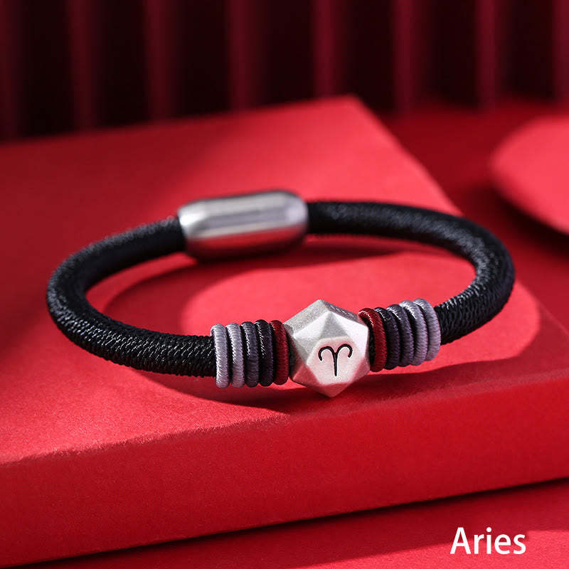 999 Sterling Silver 12 Constellations of the Zodiac Blessing Handmade String Bracelet