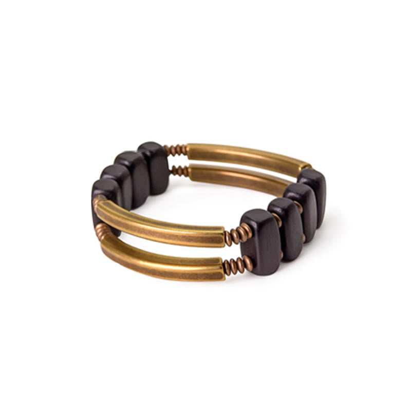 Tibetan Ebony Wood Copper Balance Double Layer Bracelet