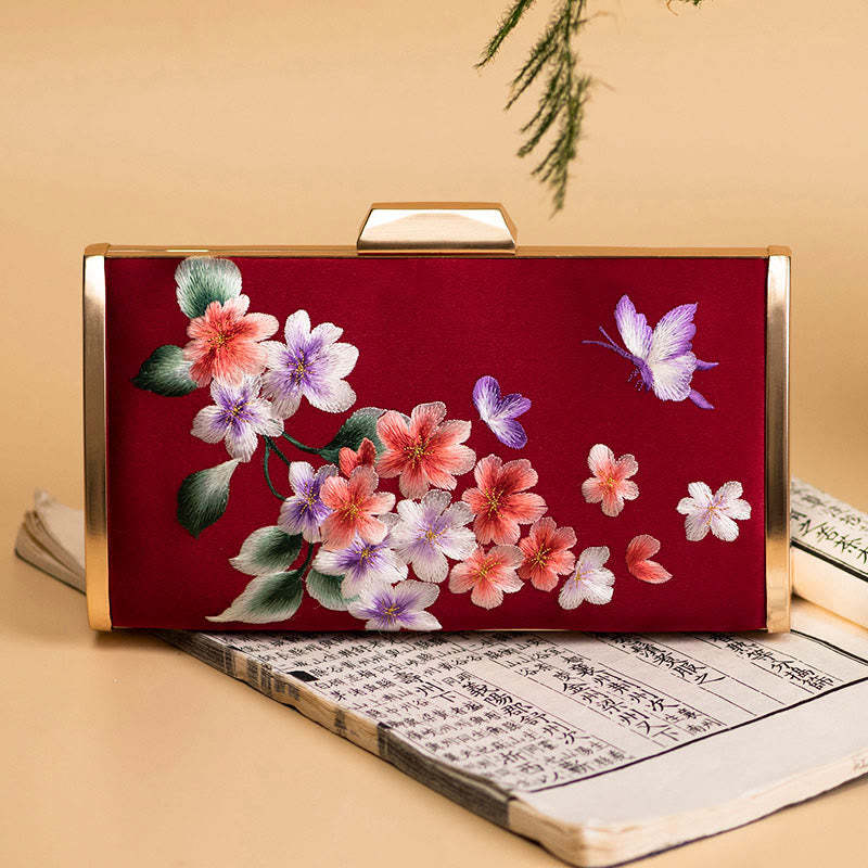 Carnation Peony Begonia Su Embroidery Wedding Shopping Purse Handbag Crossbody Bag
