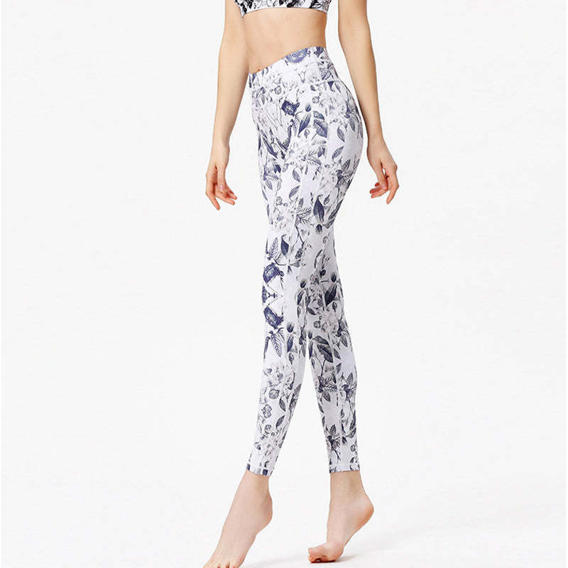 Flowers Leaves Print Pants Sports Fitness Yoga Leggings Women's Yoga Pants