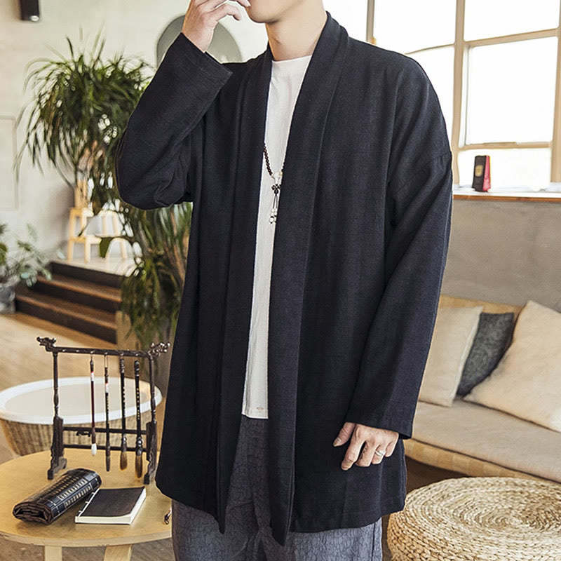 Fall Simple Casual Cotton Linen Men's Mid-length Coat Clothing