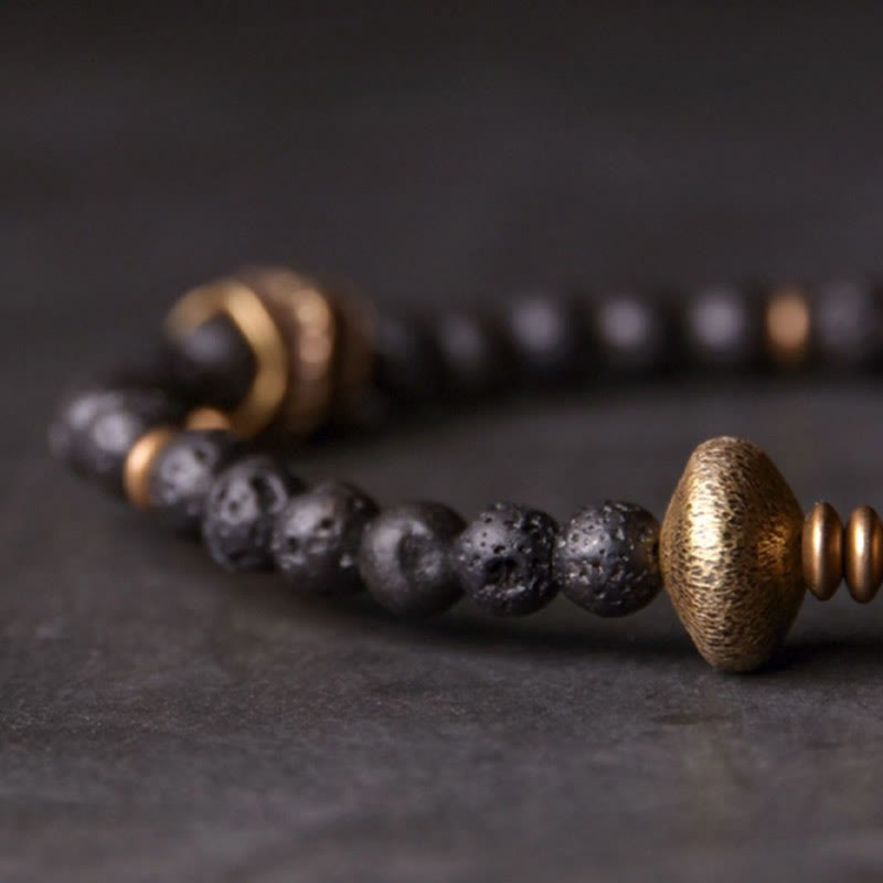 Support Healing Lava Rock Beads Copper Bracelet