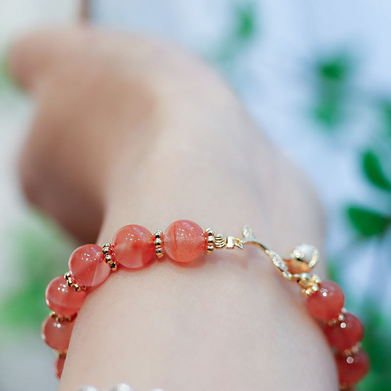 Natural Red Agate Rose Confidence Calm Chain Bracelet