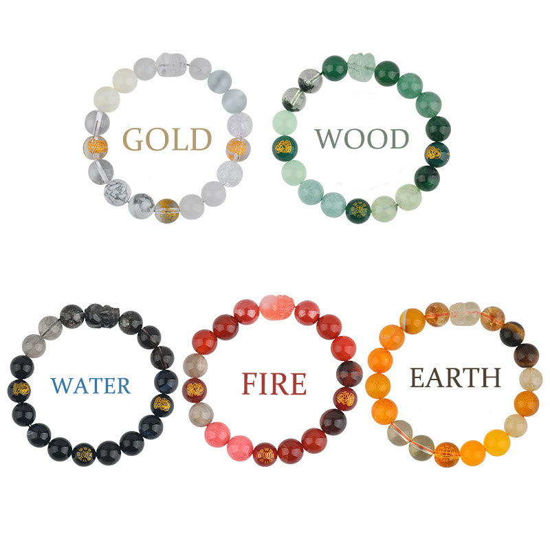 Five Elements Various Crystal Agate Pixiu Wealth Bracelet