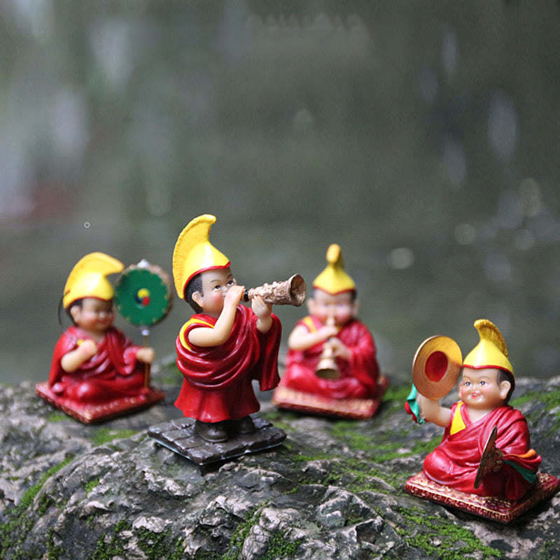 Hand Painted Tibetan Lama Figures Carved Creative Home Office Car Decoration Ornament