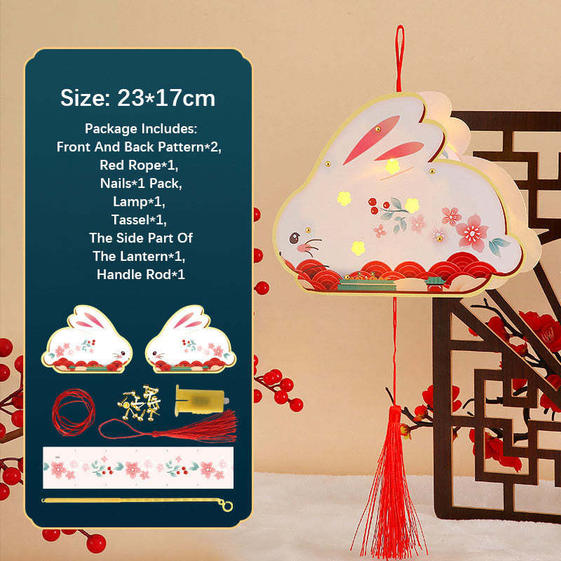 DIY Good Luck Cute Rabbit Paper Lantern Lamp Mid-Autumn Festival Lantern Decoration