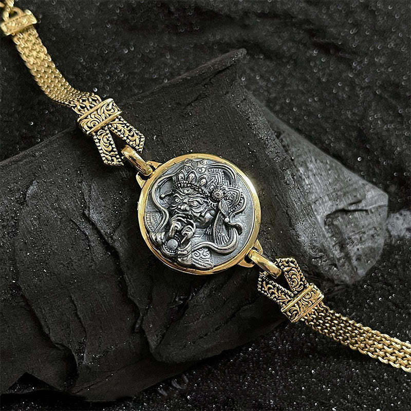 Tibetan 925 Sterling Silver Zakiram Goddess of Wealth Blessing Protection Bracelet