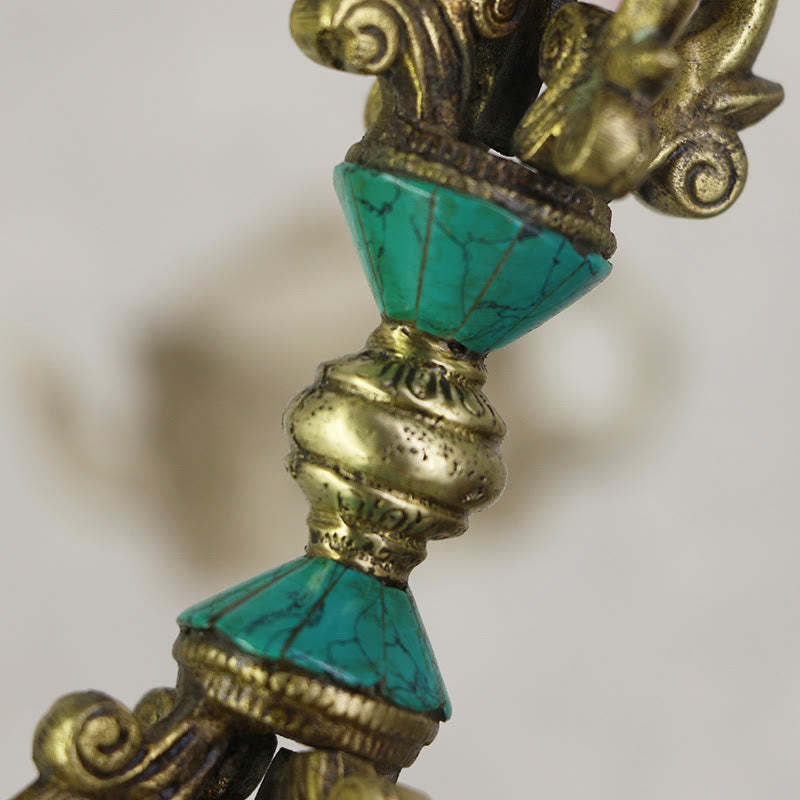 Tibetan Five Prong Vajra Dorje Handcrafted Nepal Spiritual Power Copper Decoration