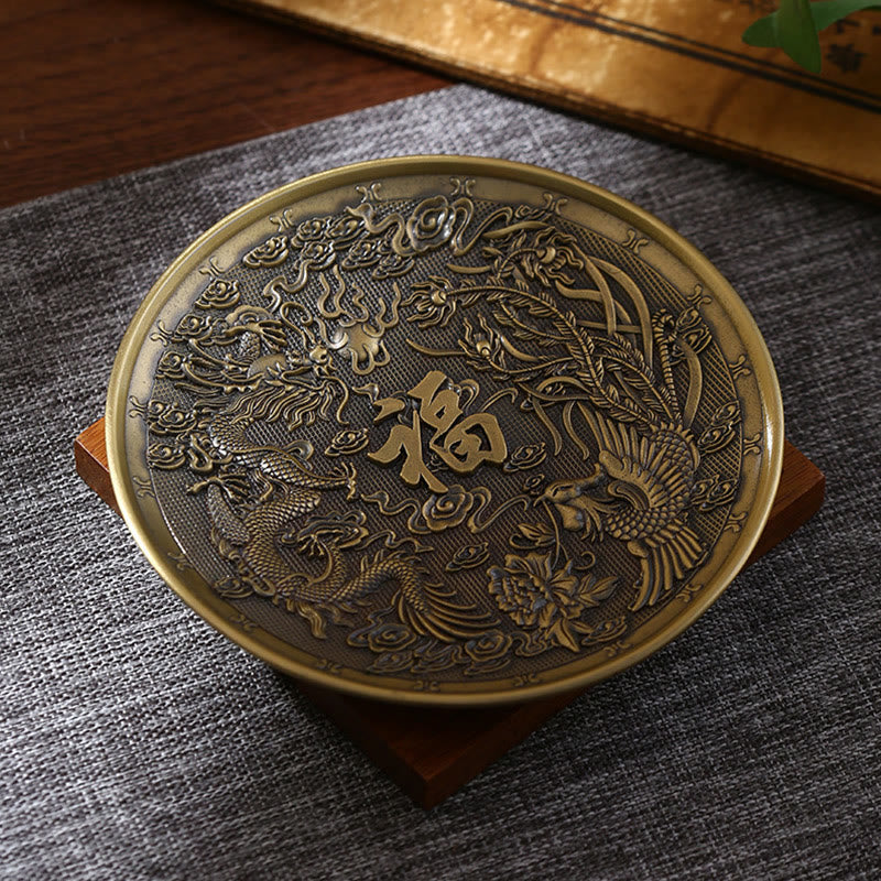 Lotus Dragon Phoenix Eight Auspicious Symbols Zinc Alloy Incense Stick Holder Healing Incense Burner Decoration