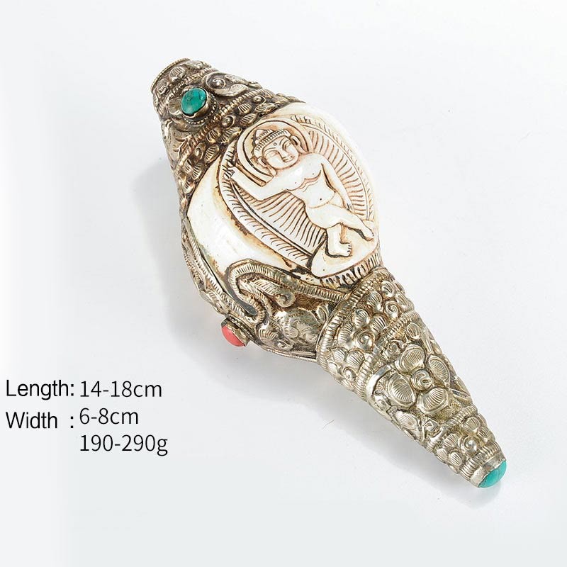Tibetan Handmade Engraved Shankha mystic zen Conch Shell Wealth Positive Decoration