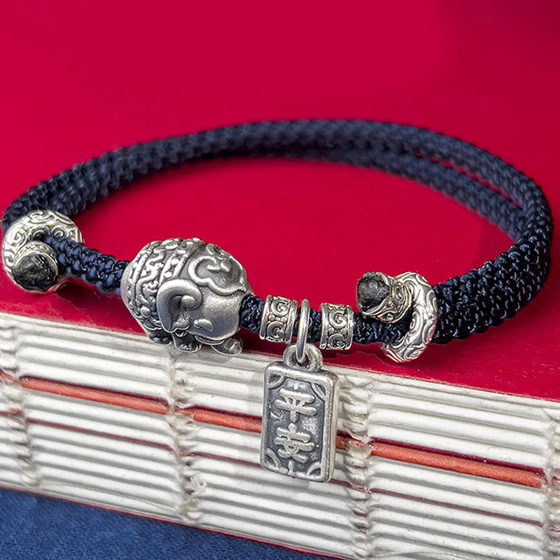 925 Sterling Silver Elephant Safe And Well Amulet Charm Strength Bracelet