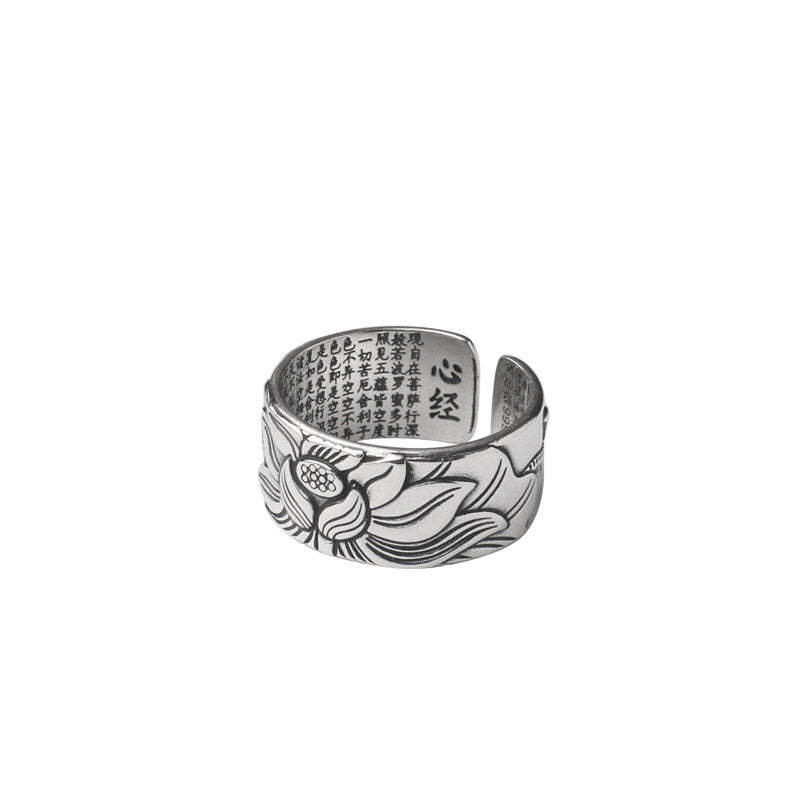 Tibetan Lotus White Copper Enlightenment Ring