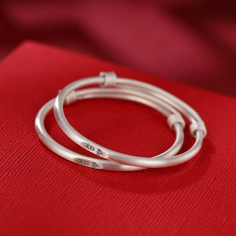 999 Sterling Silver Peace And Joy Protection Kids Child Bracelet Bangle
