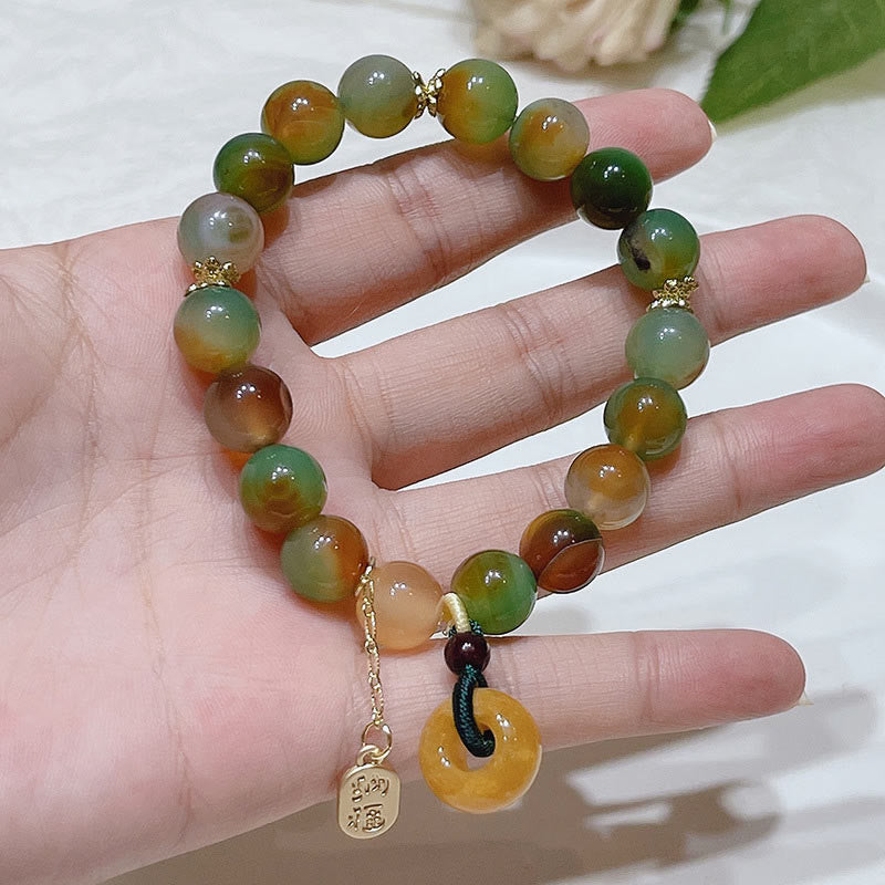Peacock Agate Topaz Peace Buckle Nafu Balance Bracelet
