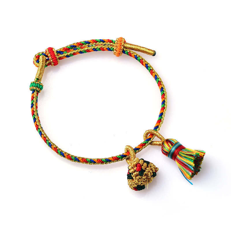 Colorful Rope Luck Handmade Zongzi Golden Ball Charm Bracelet