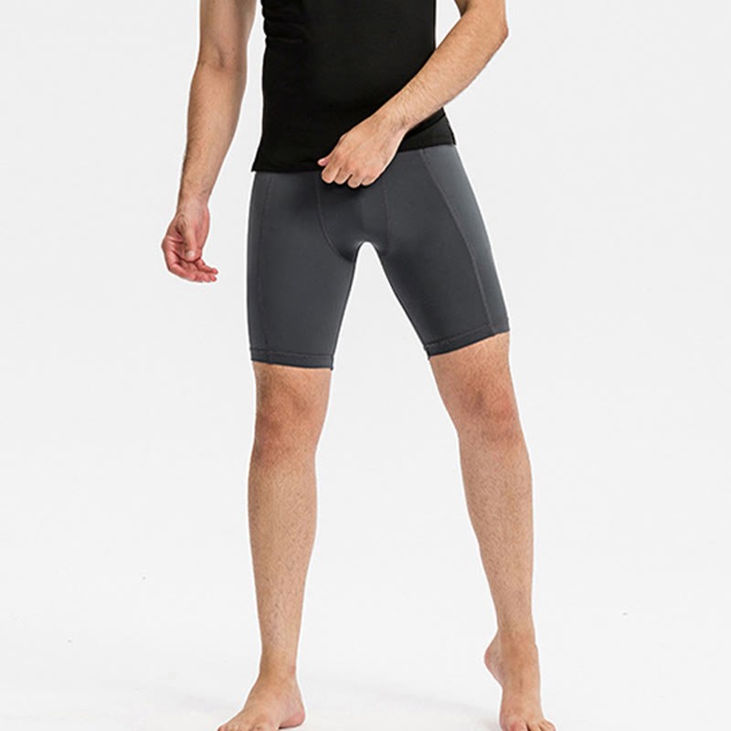 Men's Tight Stretch High Elasticity Quick Dry Sports Shorts With Zipper Pockets