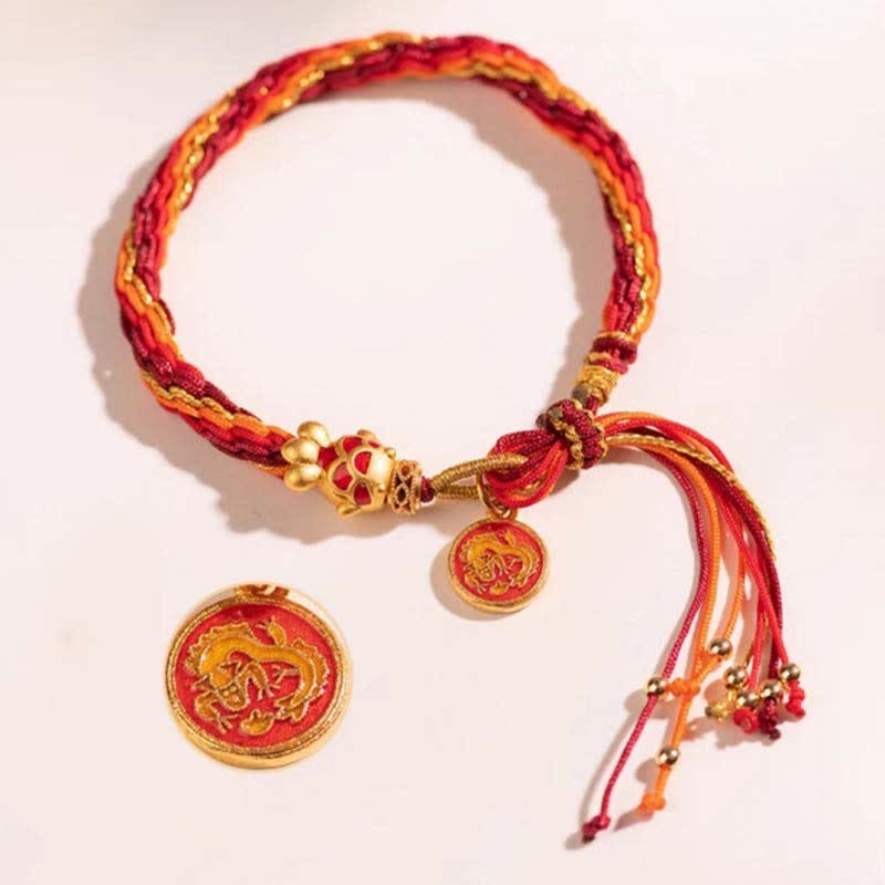 Chinese Zodiac Handmade Koi Fish String Protection Reincarnation Knot Braid Bracelet