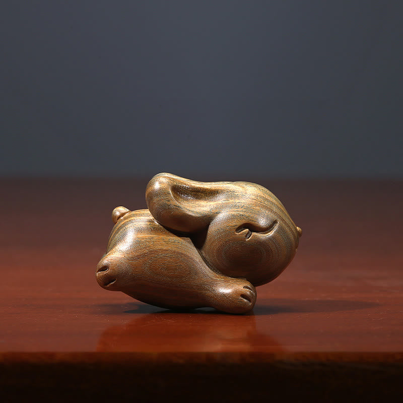 Green Sandalwood Small Mini Cute Rabbit Bunny Peace Decorations