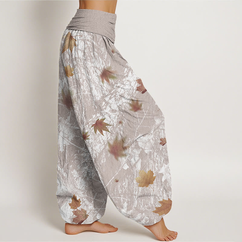 Maple Leaves And Branches Pattern Women's Elastic Waist Harem Pants