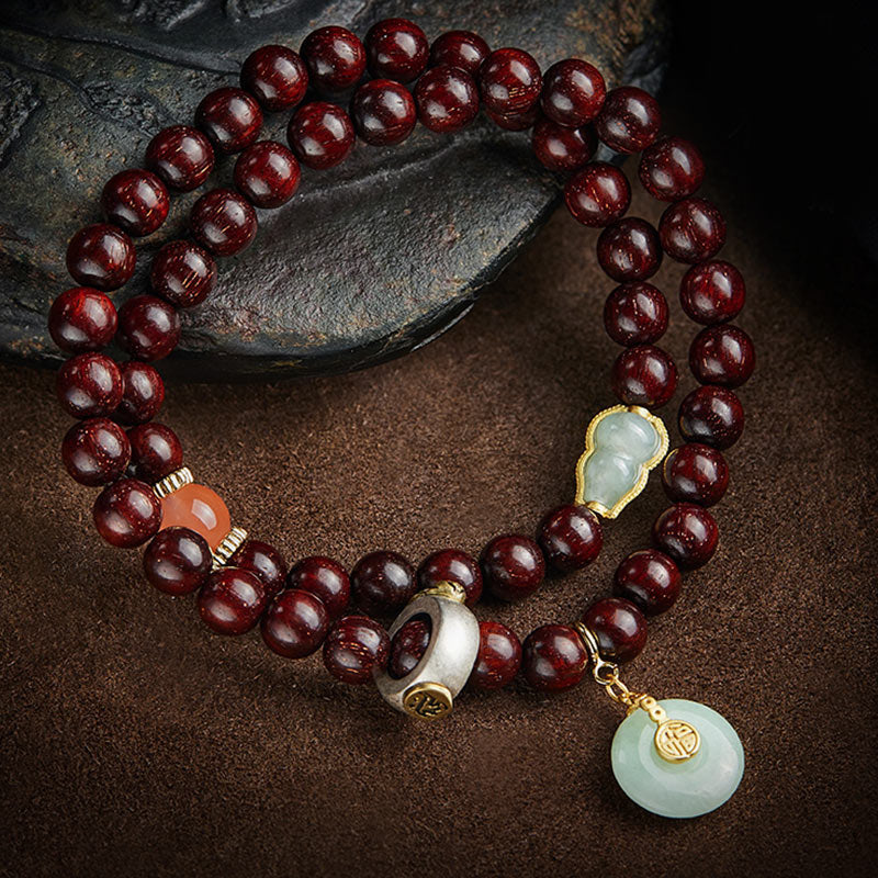 Chinese Zodiac Natal mystic zen Small Leaf Red Sandalwood Jade Red Agate PiXiu Sooth Bracelet