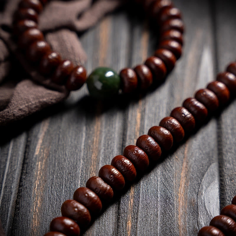 Tibet Natural Purple Bodhi Seed Hetian Cyan Jade Bead Wisdom Bracelet