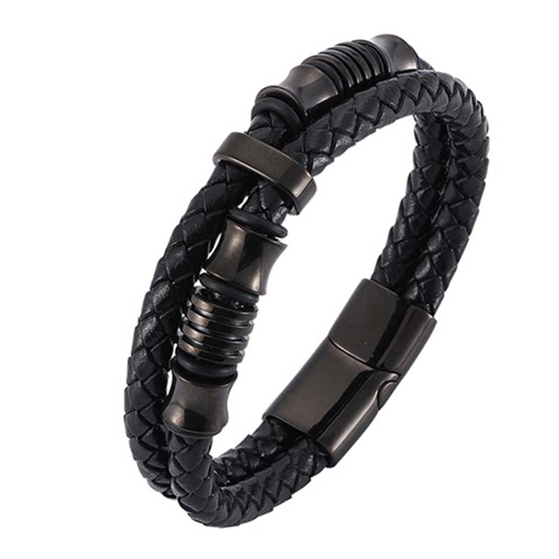 Layered Leather Weave Fortune Bracelet